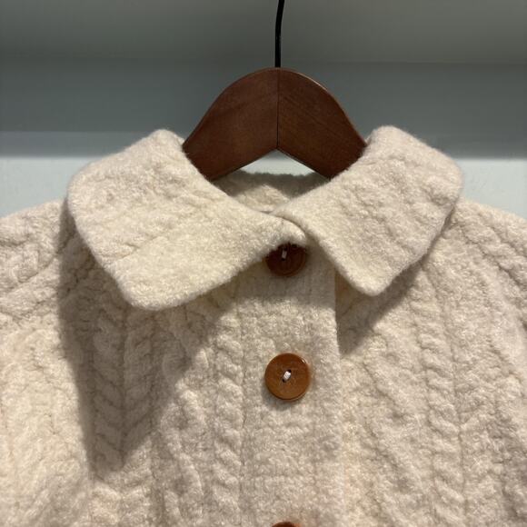 Felted Aran Woollen Mills Cardigan XS Ireland Merino Wool Shrunken Fit Girls 6-8 - Picture 4 of 11